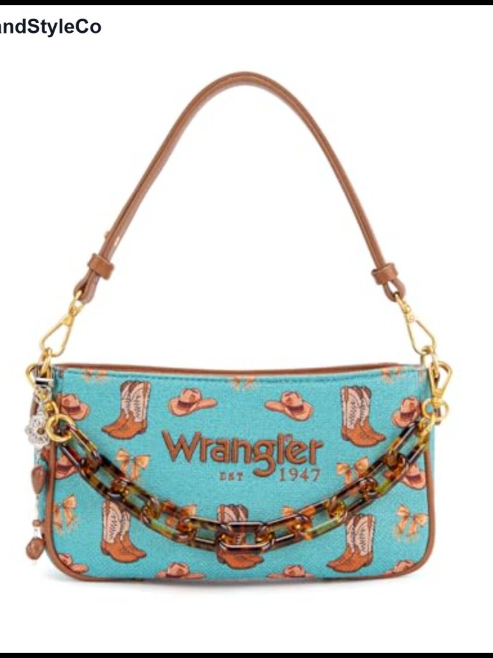 Western Handbag Canvas Top Handle Chain Strap Shoulder Bag